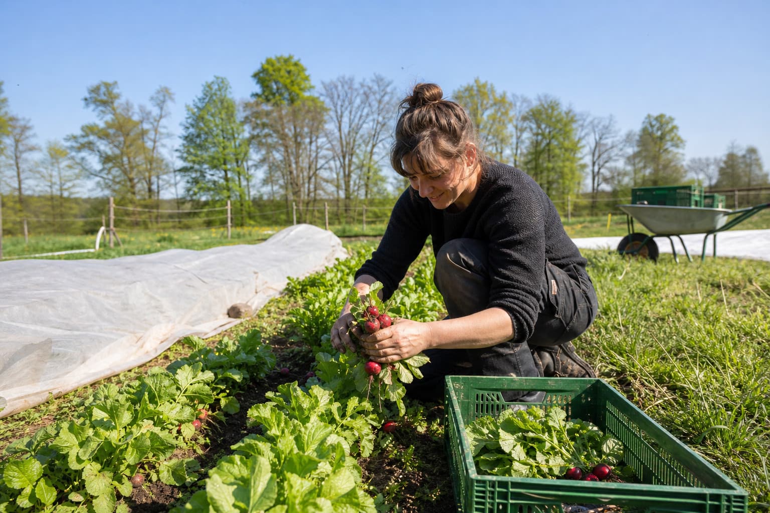 Handarbeit im Beet
